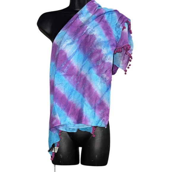 NWT Gypsy Tie-Dye Scarf/Wrap in Purple and Blue - Picture 5 of 7